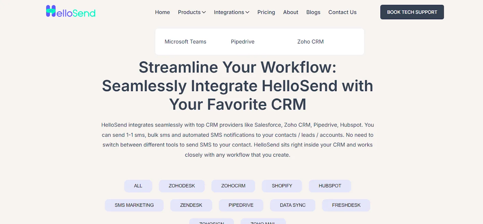 hellosend integration page