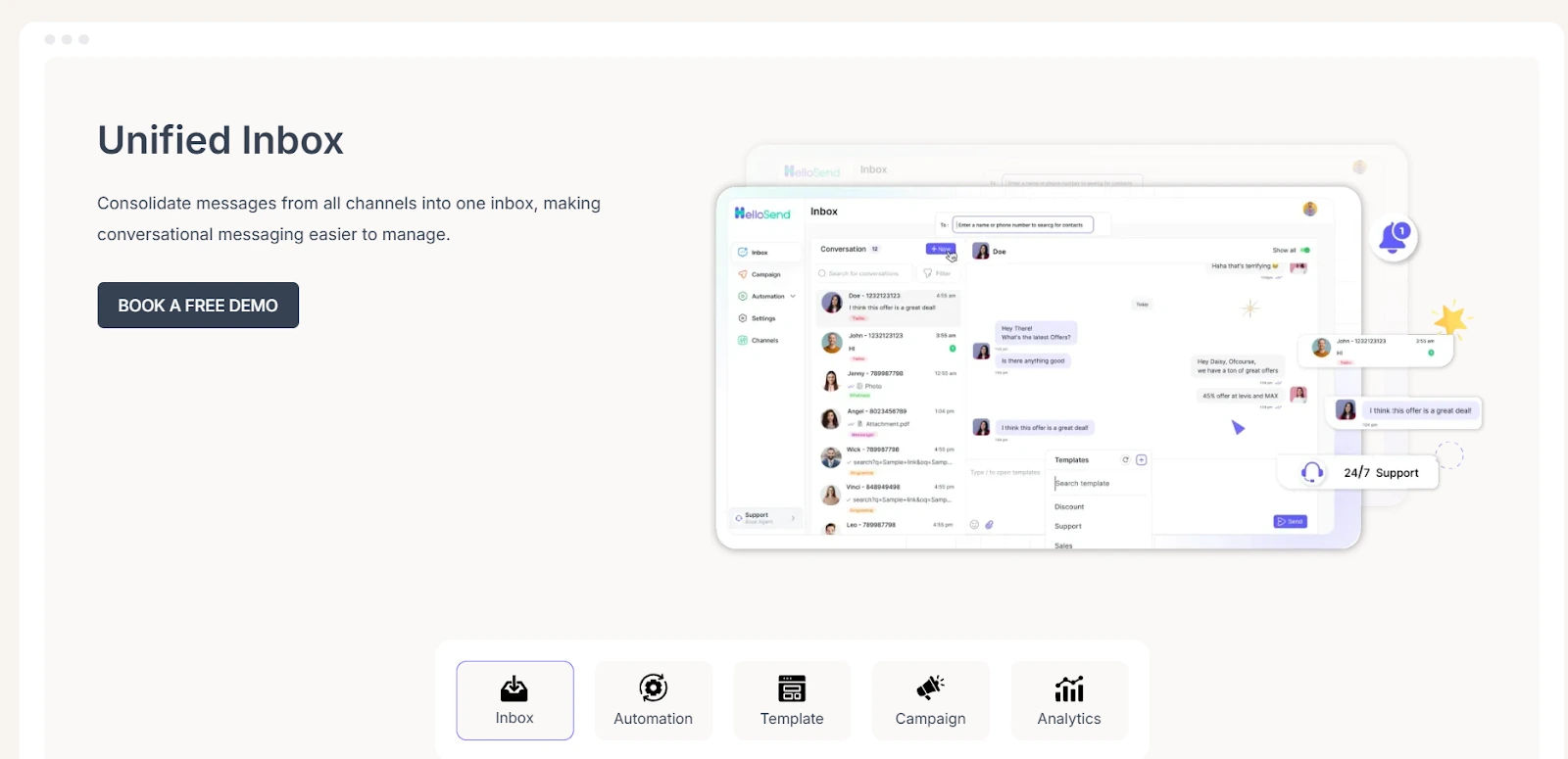 Features details image of HelloSend