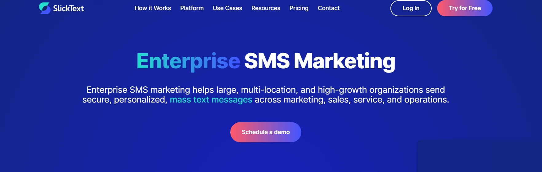 an image showing slicktext SMS marketing page
