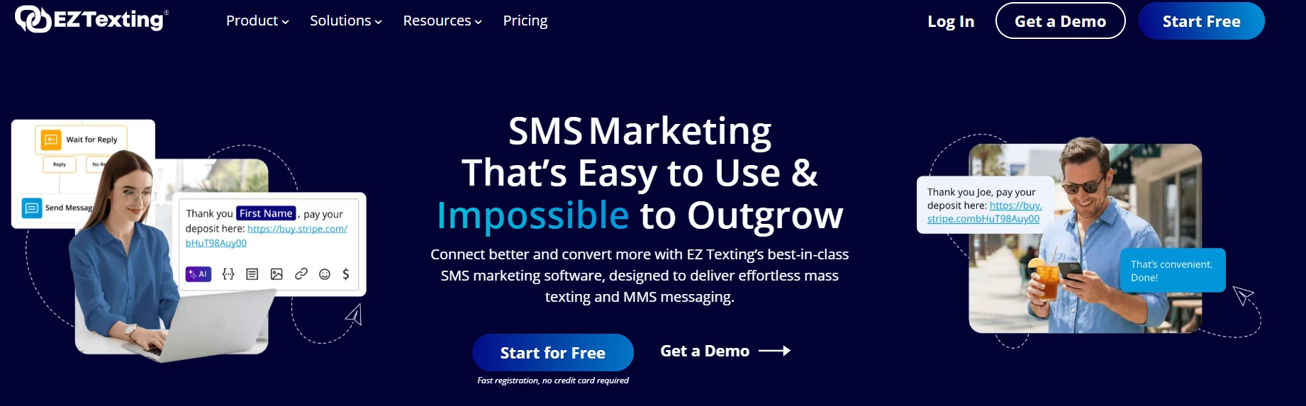 EzTexting homepage