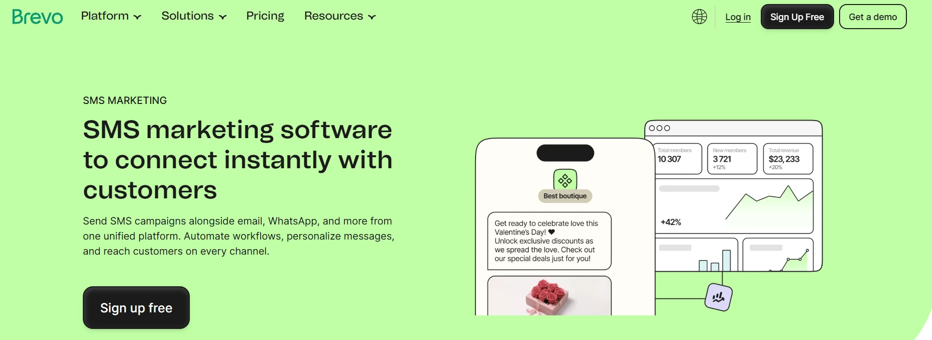 an image showing Brevo SMS marketing page