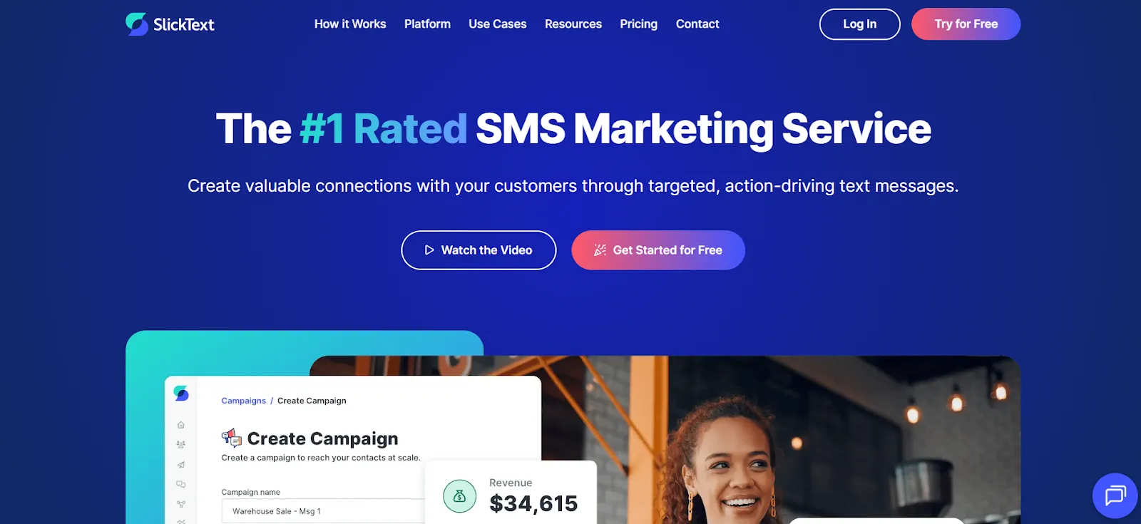 an image showing the simpletexting homepage