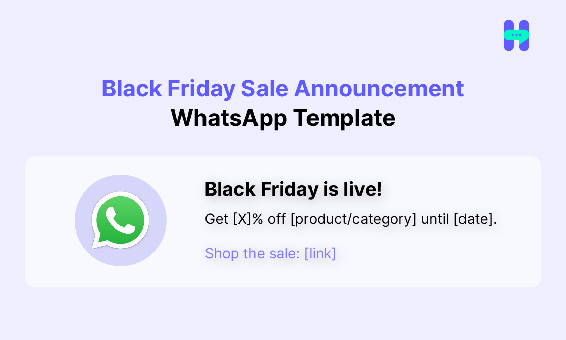  Image shows black friday sales announcement whatsapp template