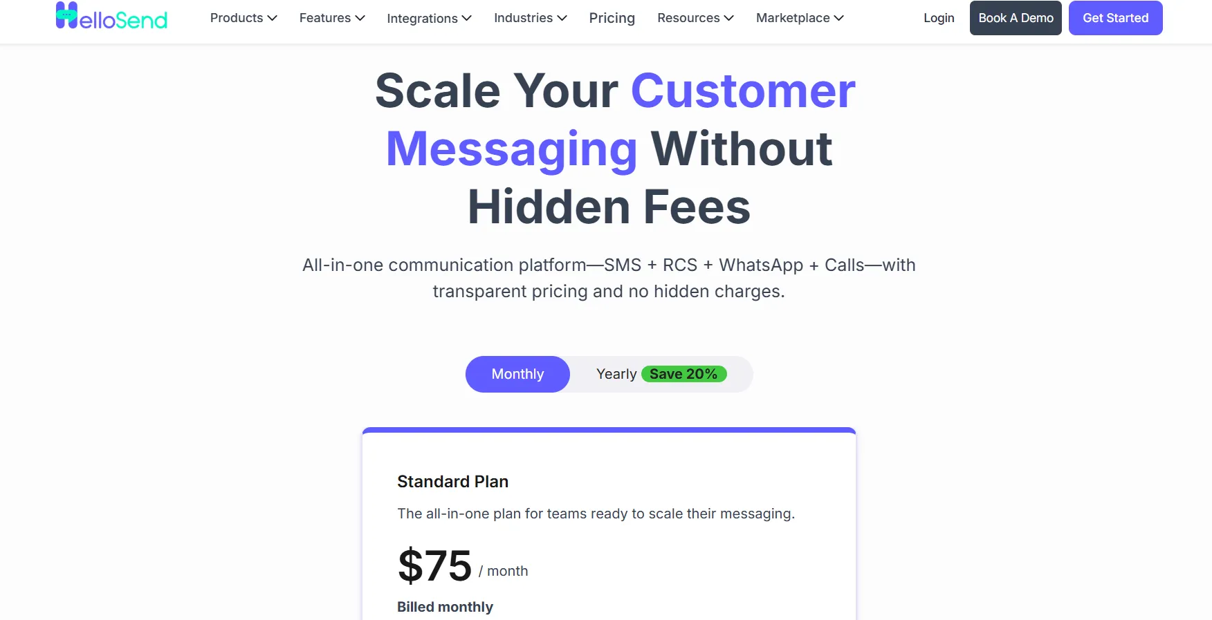 hellosend pricing page