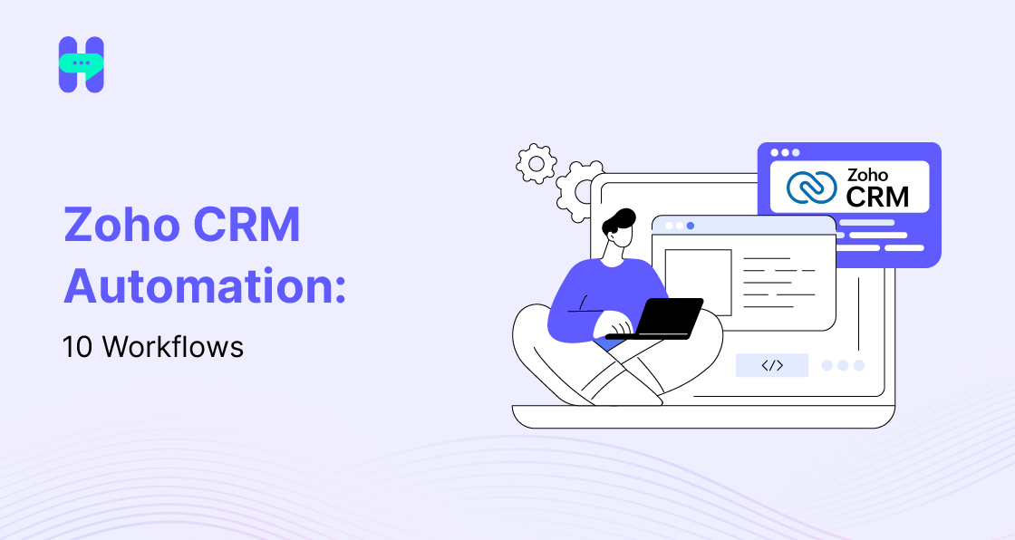 Banner image shows 10 practical sales workflows for Zoho CRM automation.