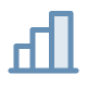 Blue bar chart icon with three ascending bars.