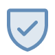 Blue shield with checkmark icon representing security or protection.