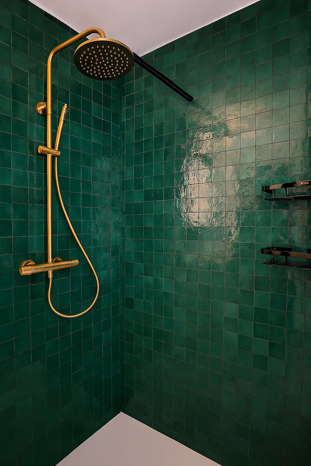 Douche italienne premium avec faillance en nuance de vert