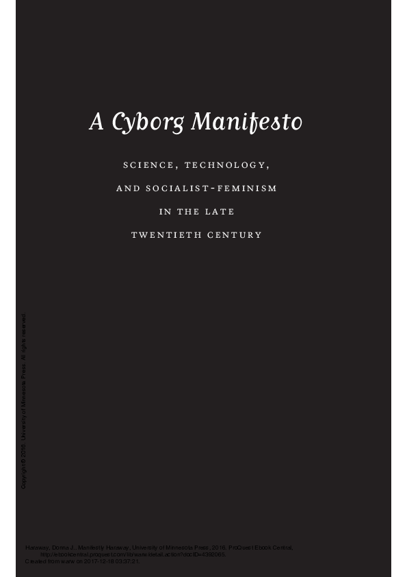 PDF) A Cyborg Manifesto