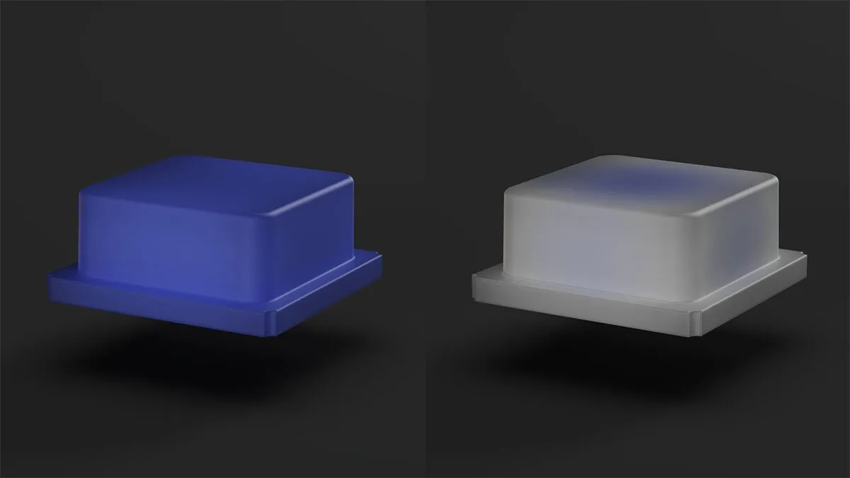 Translucent material with solid color (left) vs Translucent material with opacity map to control saturation (right)