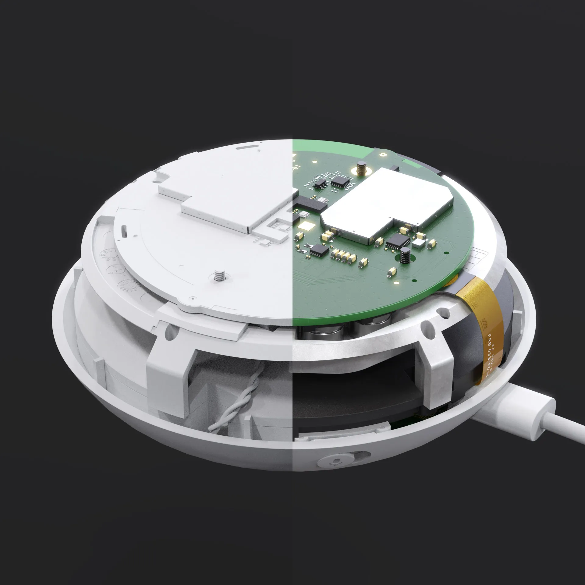 google home mini half-clay, half-rendered