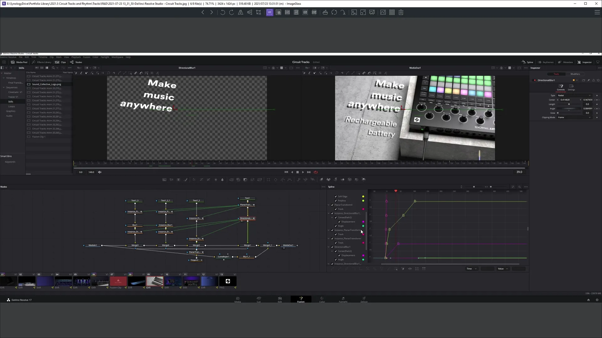 Screenshot of DaVinci Resolve animation behind the scenes