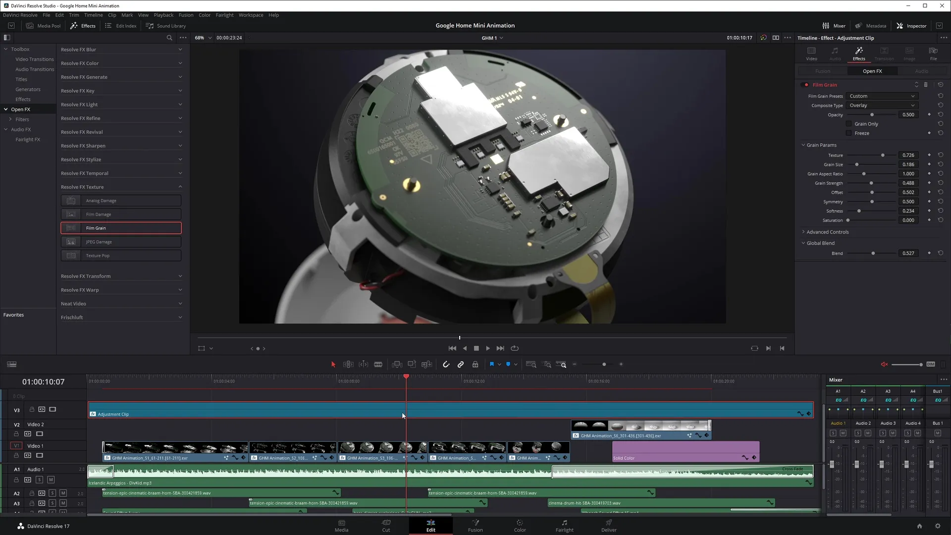 Editing the final animation in DaVinci Resolve
