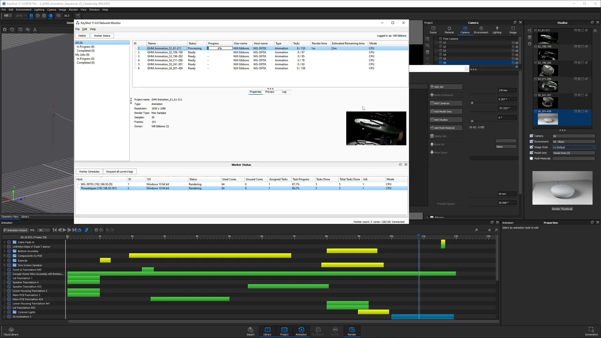 Screenshot of using network rendering service to complete the animation
