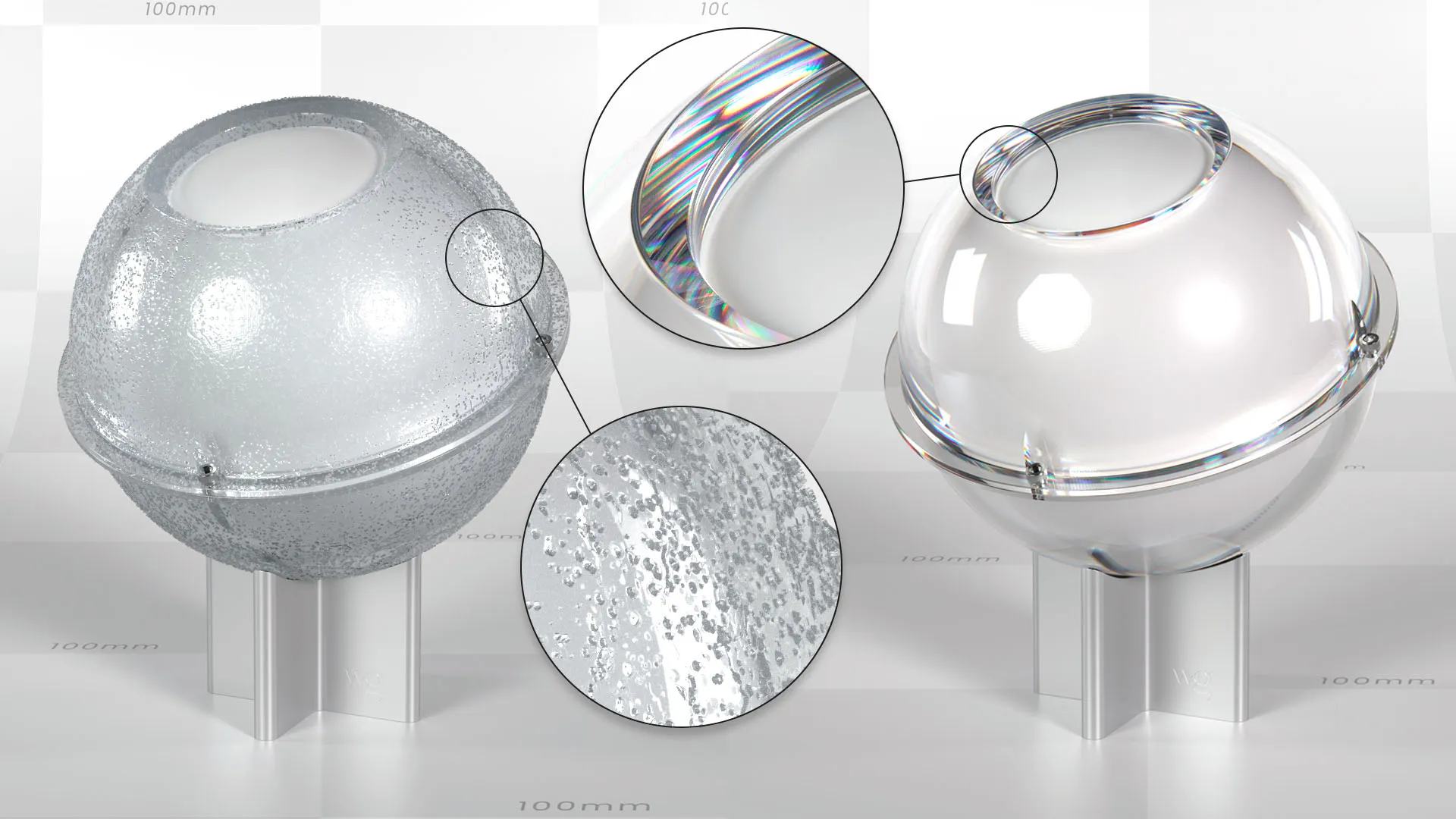 Image showing details of two realistic CGI materials