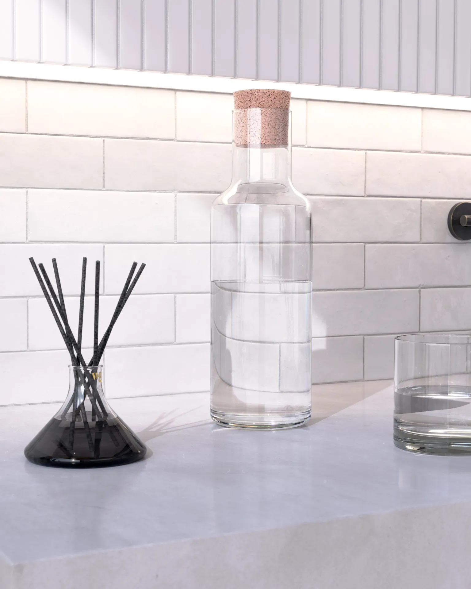 Detailed Modern Bathroom Scene with Highly Realistic Textures, CGI Rendering, KeyShot