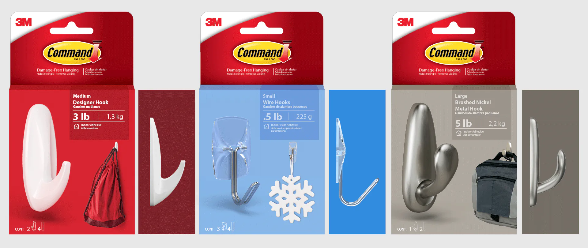 3M hooks with shadows below