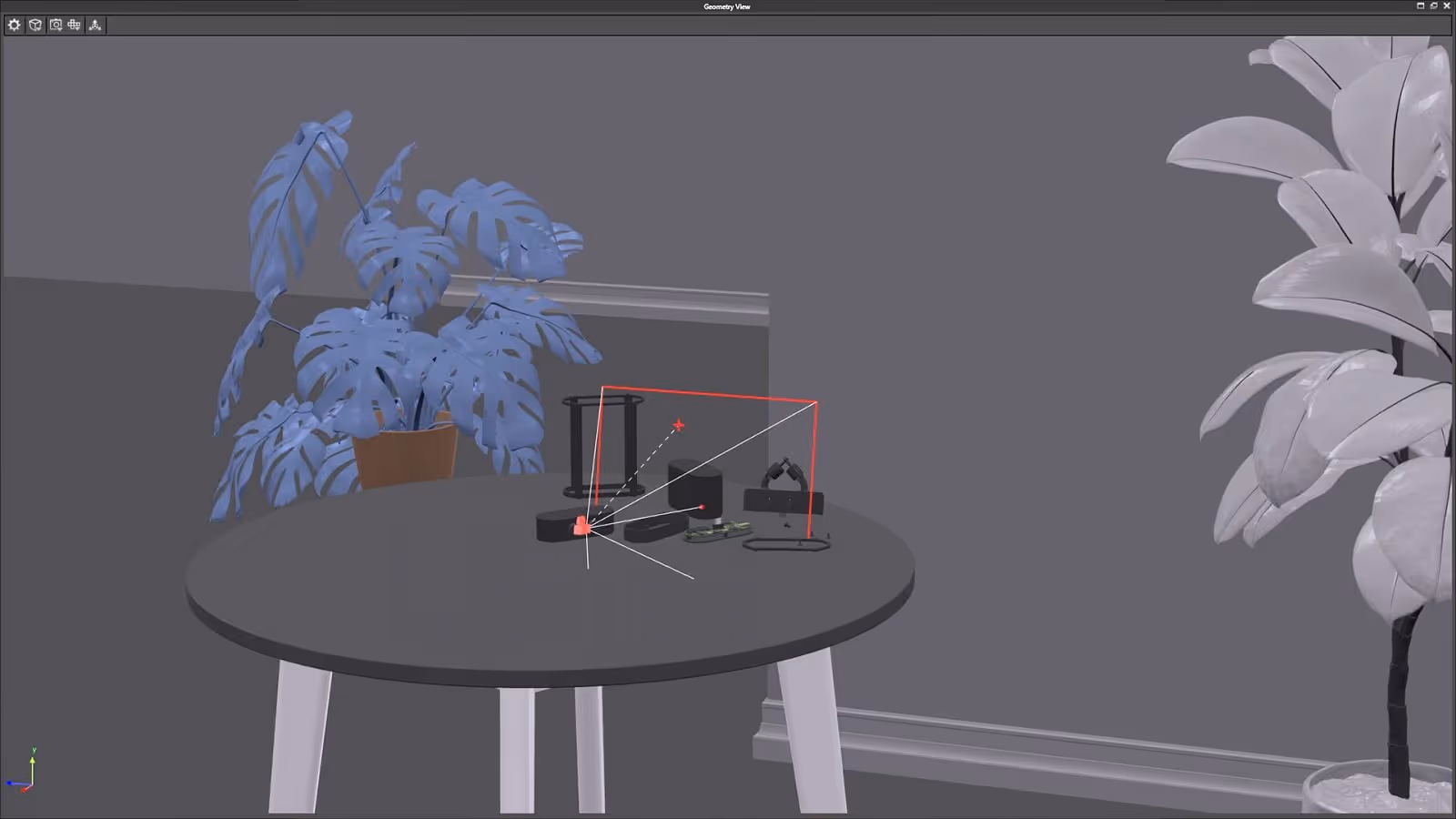 Set dressing and props viewed through KeyShot's Geometry View