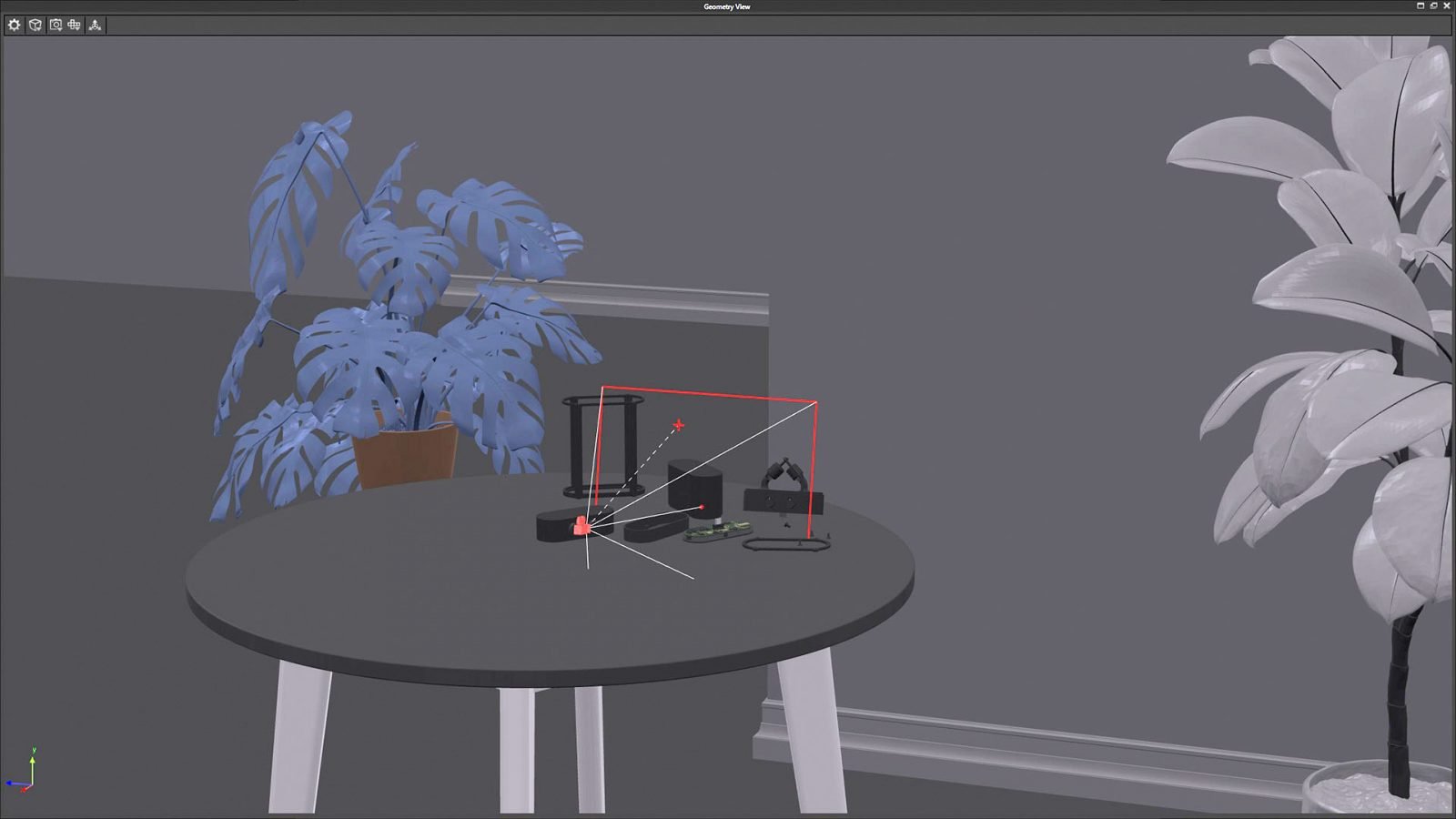 Set dressing and props viewed through KeyShot's Geometry View