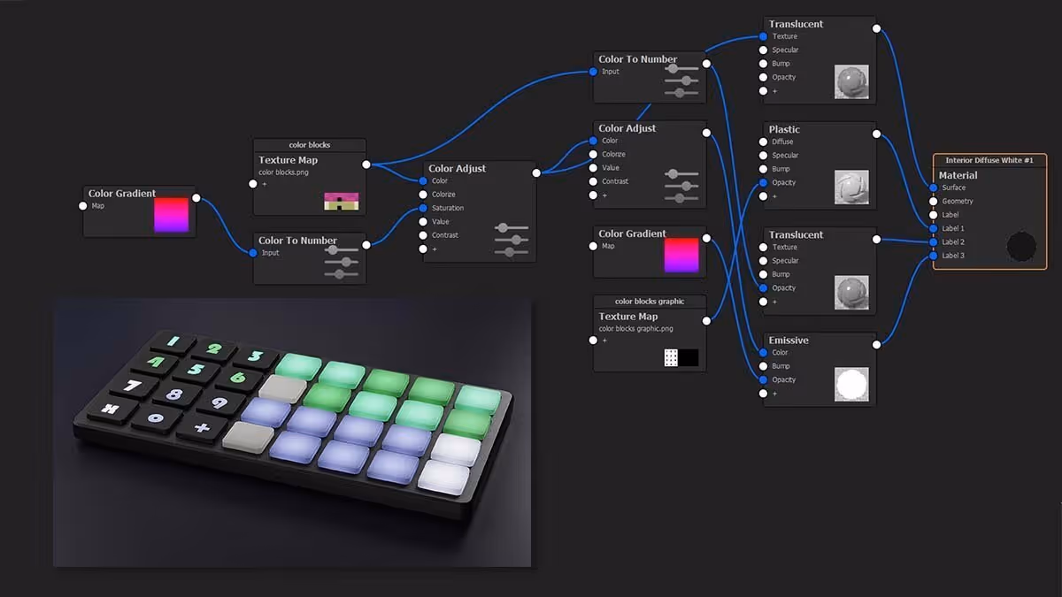 This is what the silicone buttons material graph looks like in KeyShot