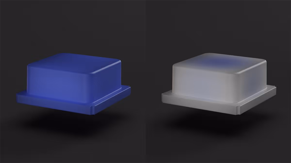 Translucent material with solid color (left) vs Translucent material with opacity map to control saturation (right)