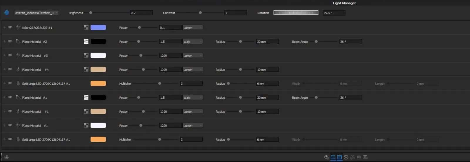 keyshot light manager controls lights in keyshot