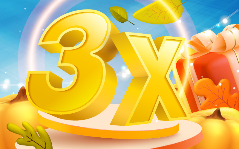 Fall themed background with 3x in the foreground