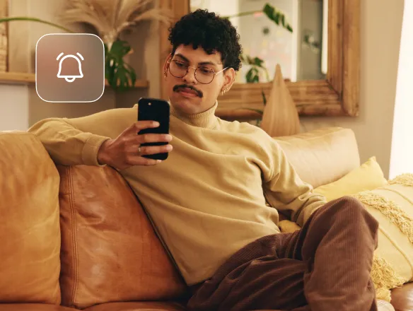 Person receiving an SMS