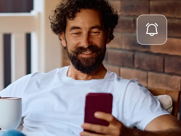 Person receiving an SMS