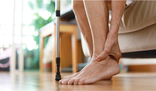 Patient suffering from foot pain