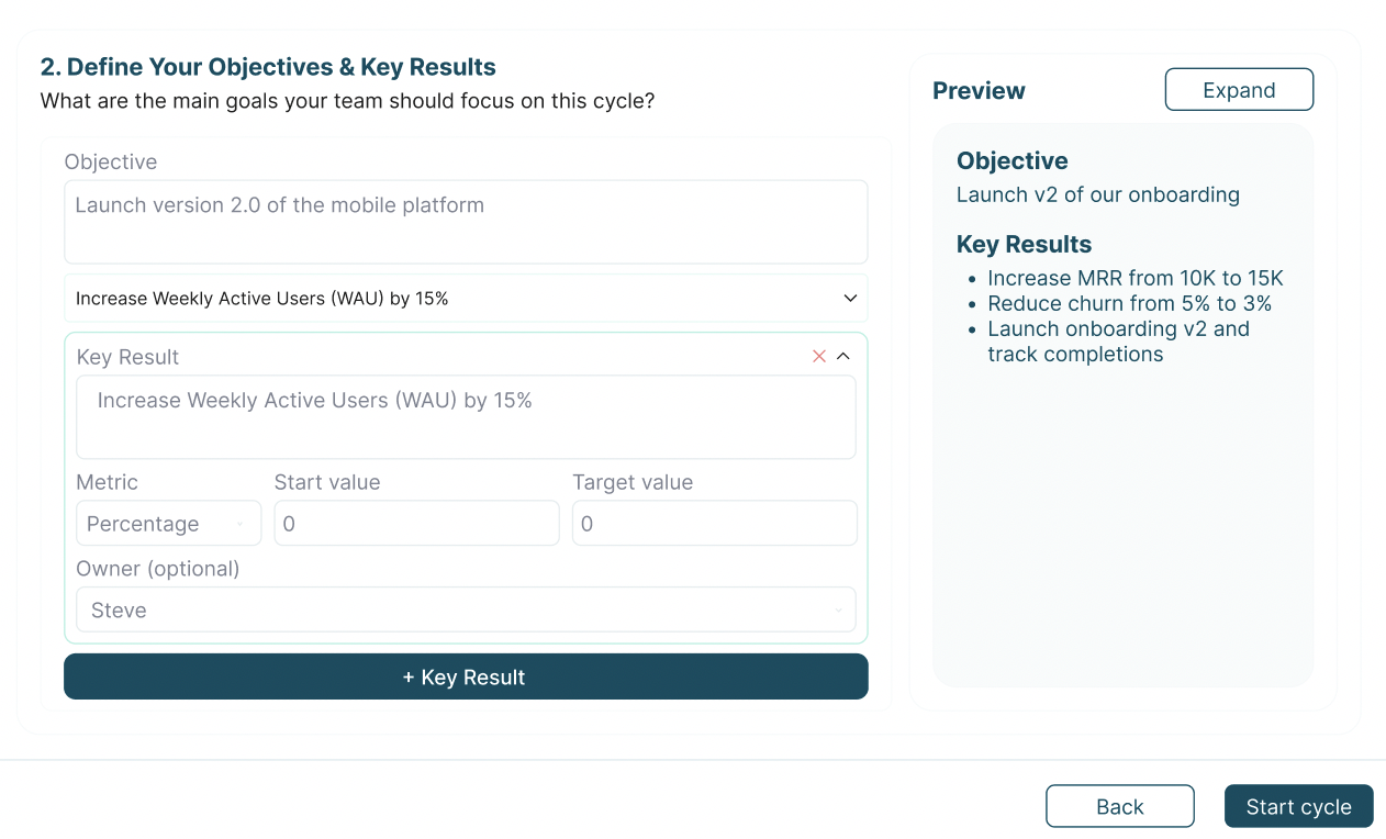 Create new OKR with OKRs Tool