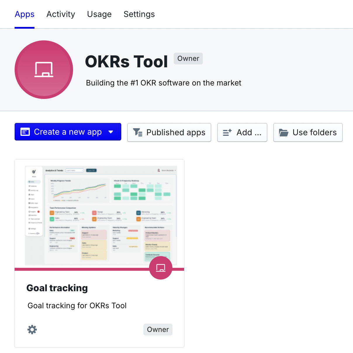 PeopleGoal workspace and apps