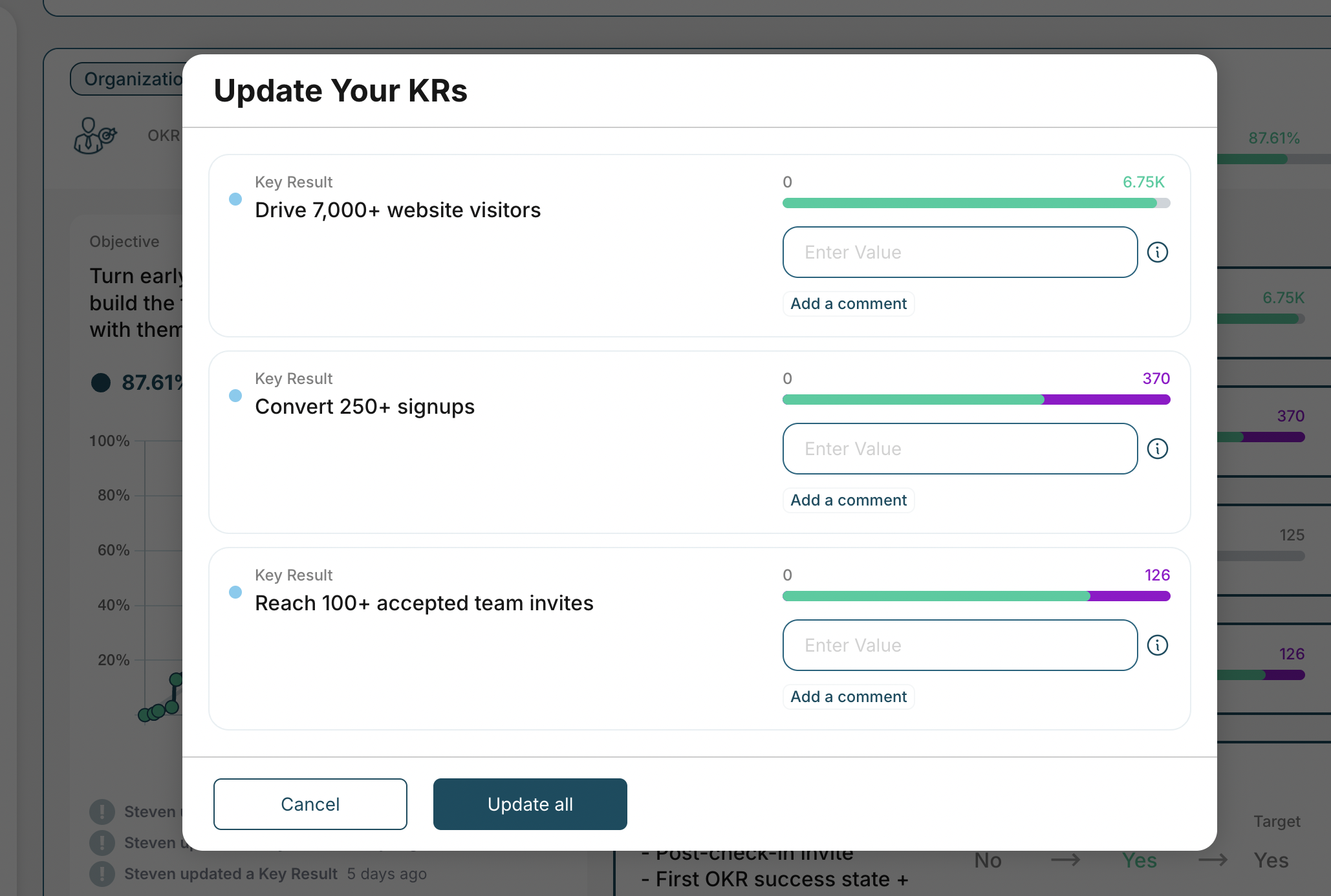 Batch update key results