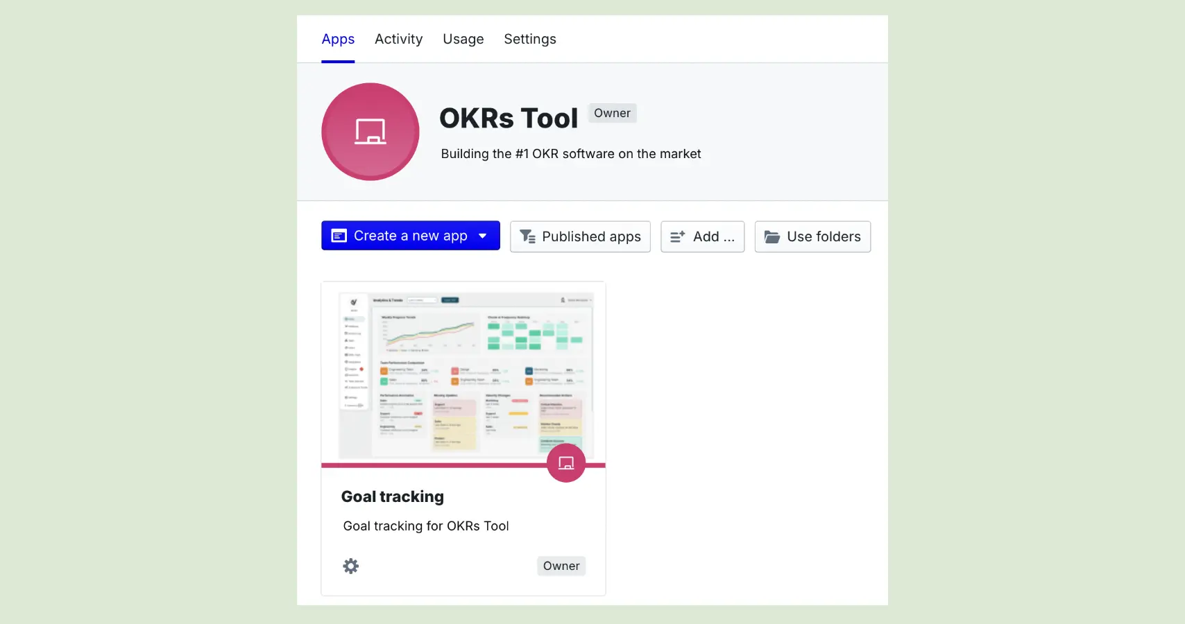 PeopleGoal workspace and apps