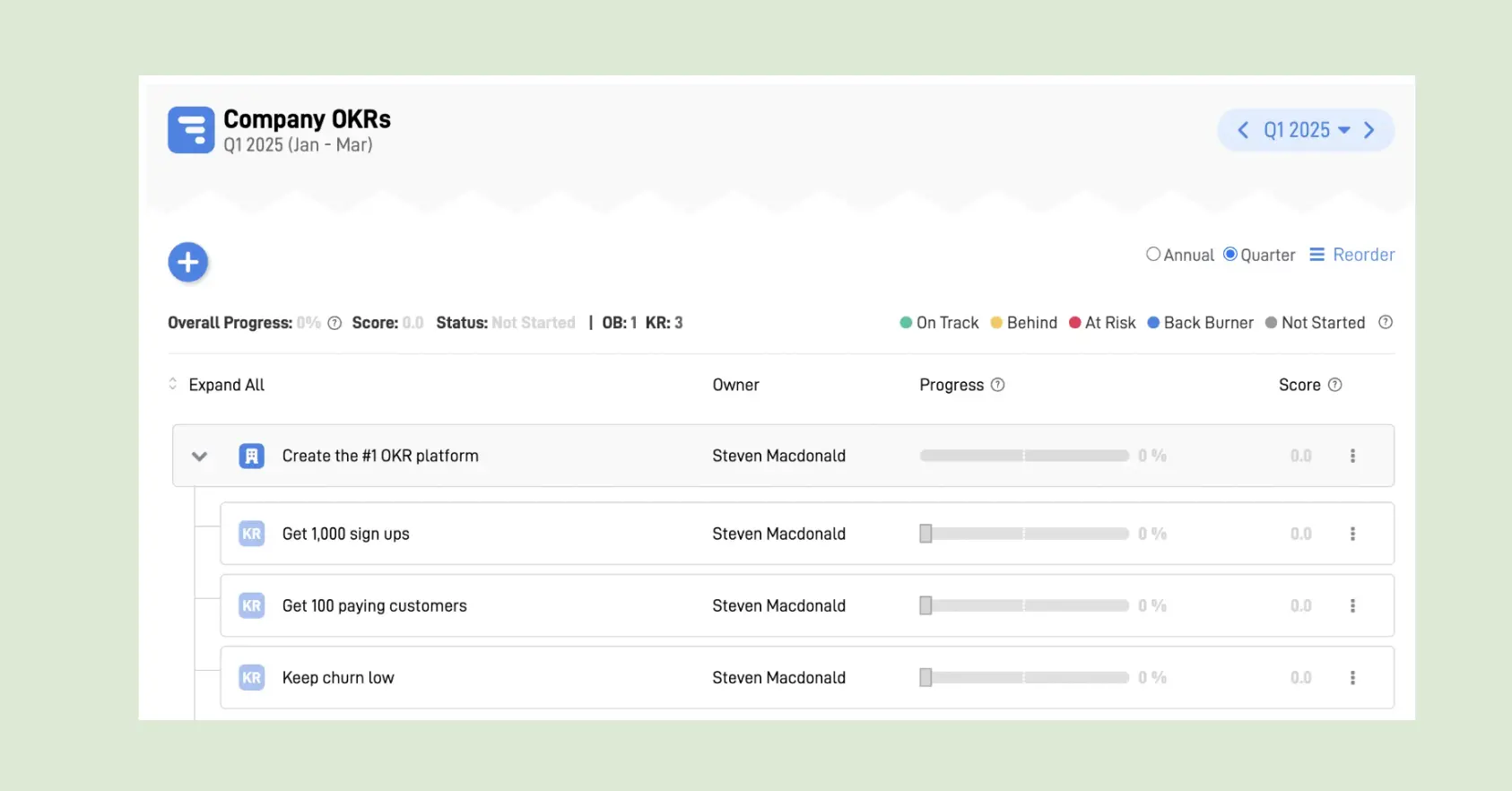 Create an OKR with SugarOKR