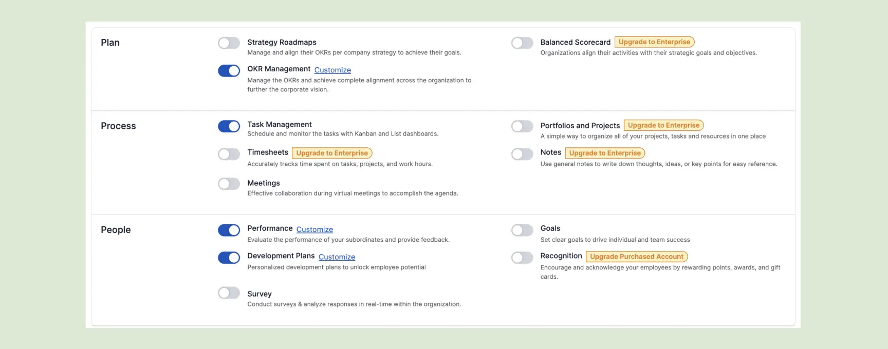 Profit co advanced features