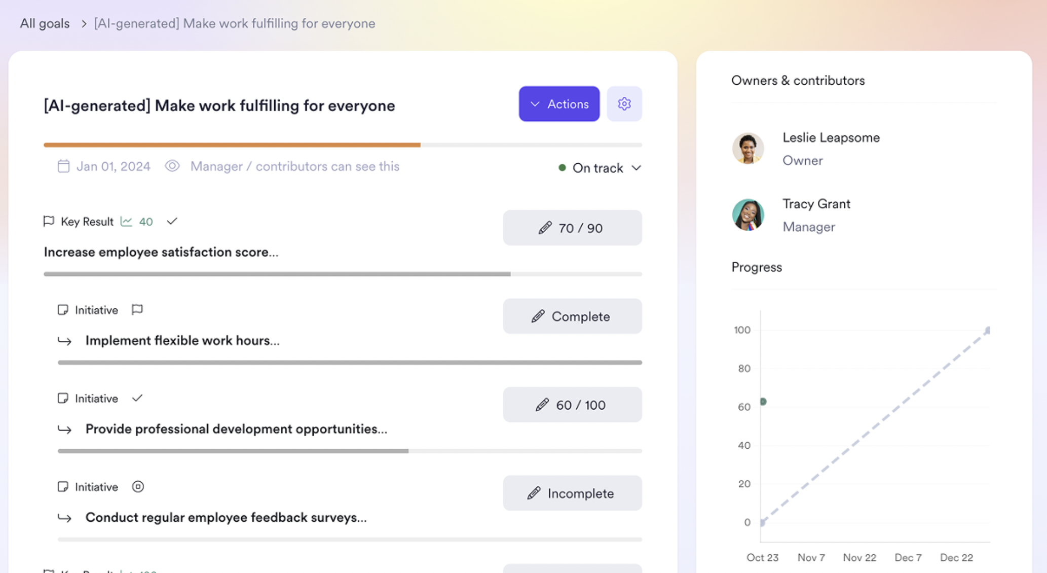 Goal tracking in Leapsome