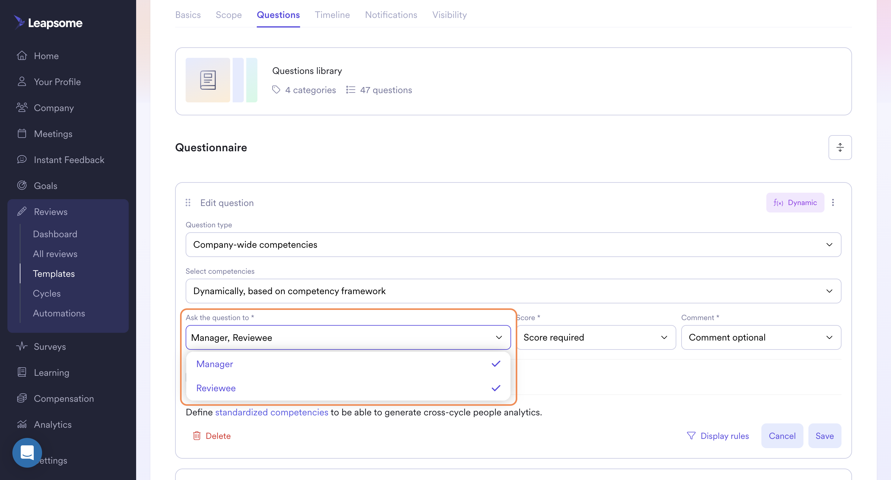 Leapsome performance reviews