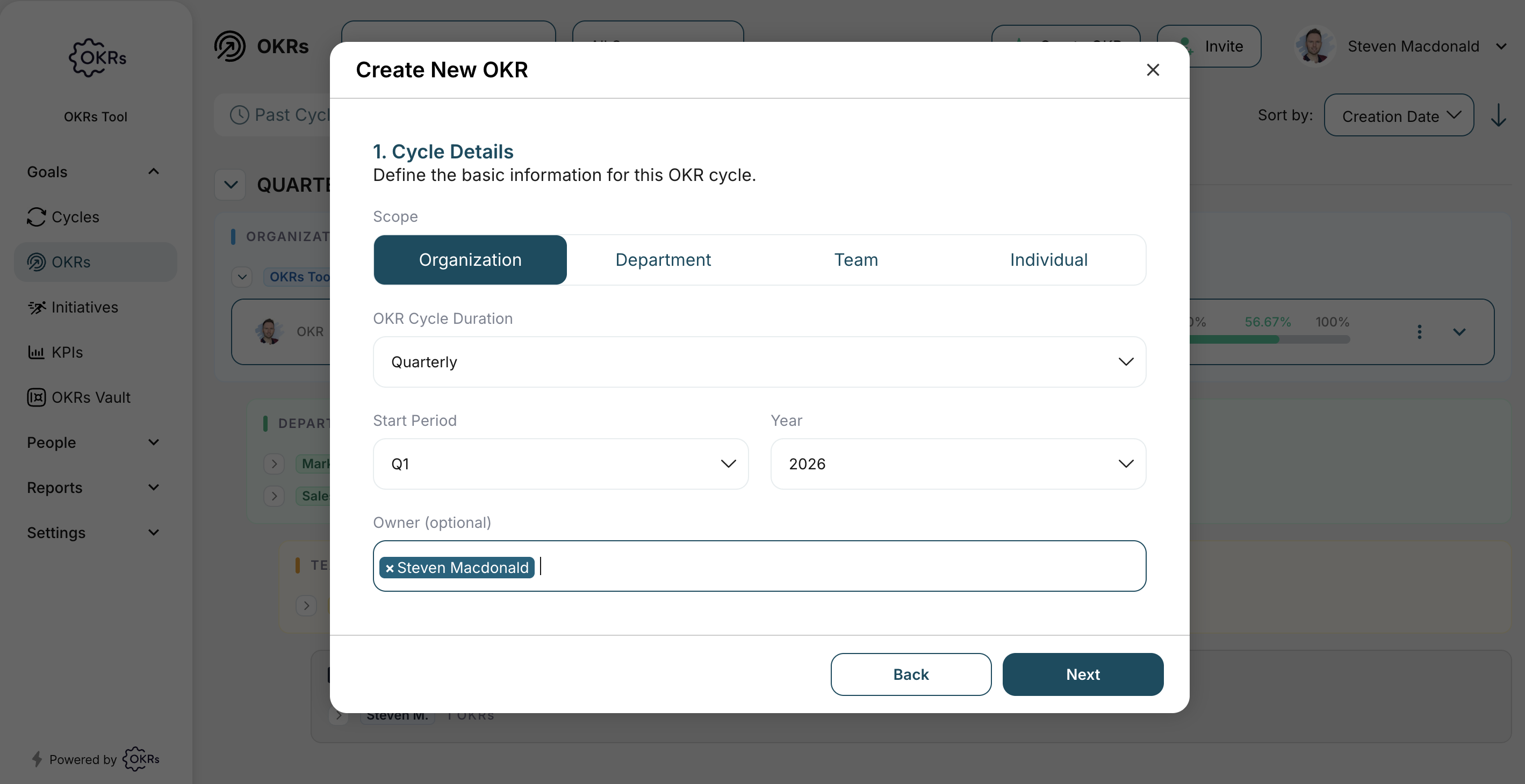 Assign owner to OKR
