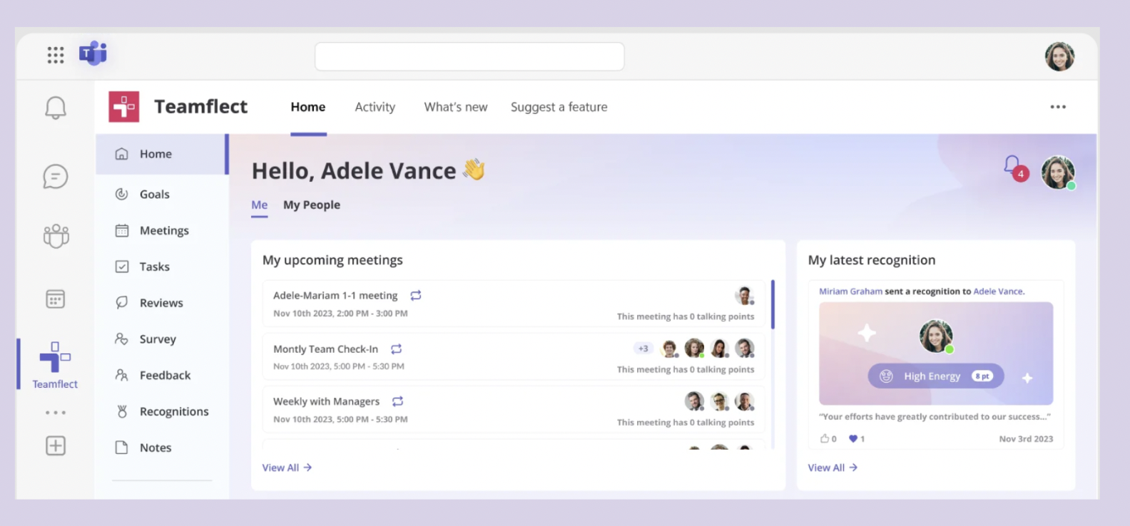 Teamflect Microsoft Teams Integration