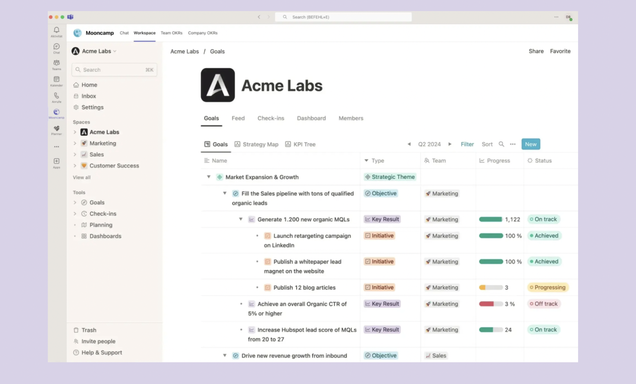 Mooncamp Microsoft Teams Integration
