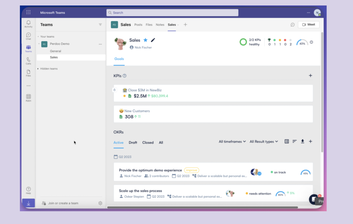 Perdoo Microsoft Teams Integration