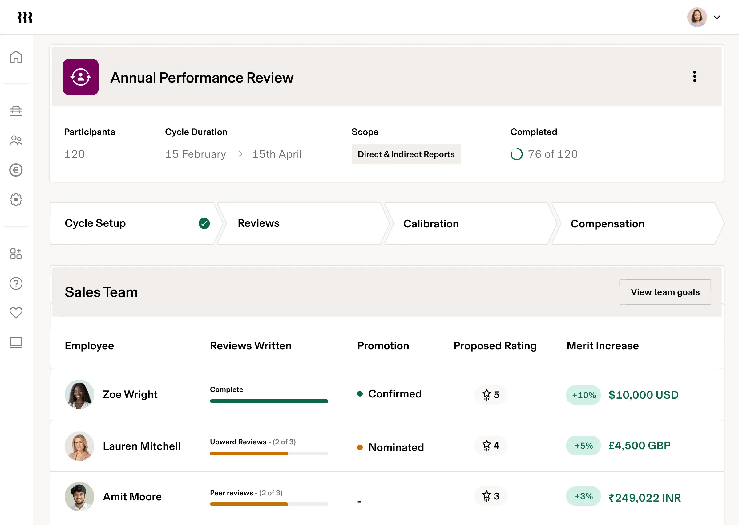 Performance management software in Rippling