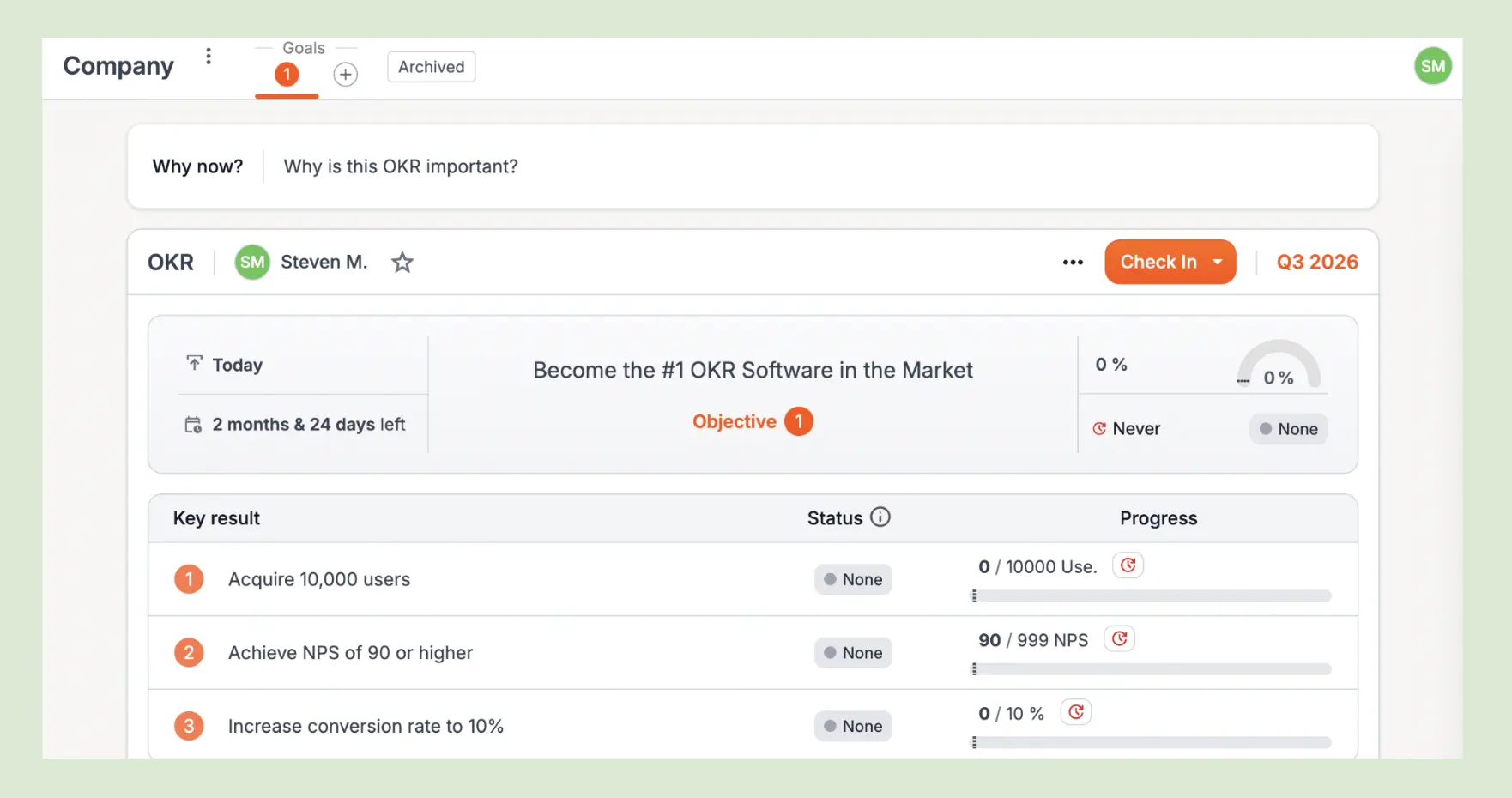 Create OKRs in Planomic