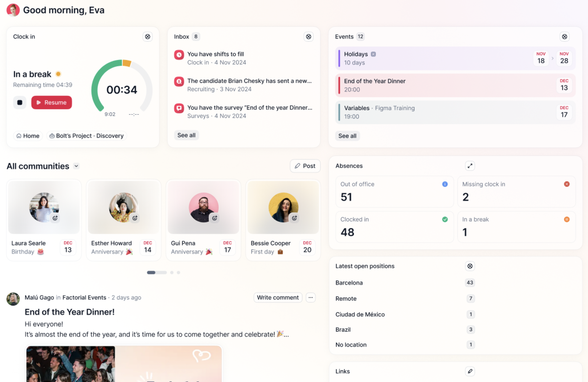 Performance management software in Factorial