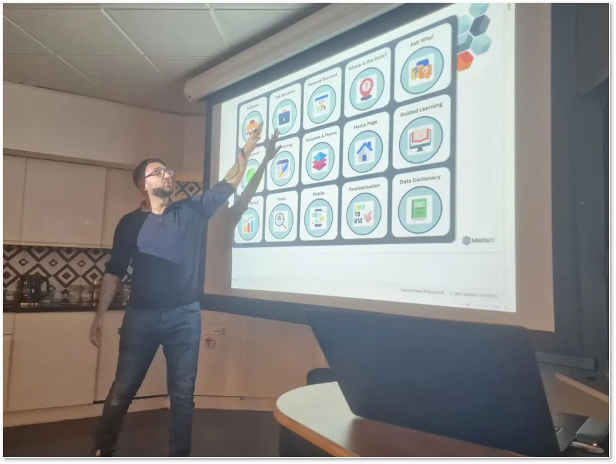 Laz Viastikopoulos speaking at Leeds Power BI User Group