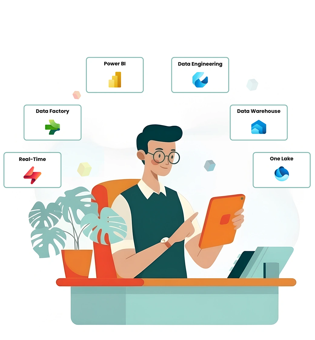 Illustration showing power bi problem solving