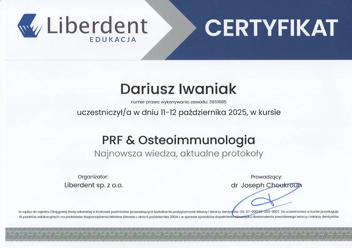 dariusz-iwaniak-certyfikat-DI-PRF-Choukroun