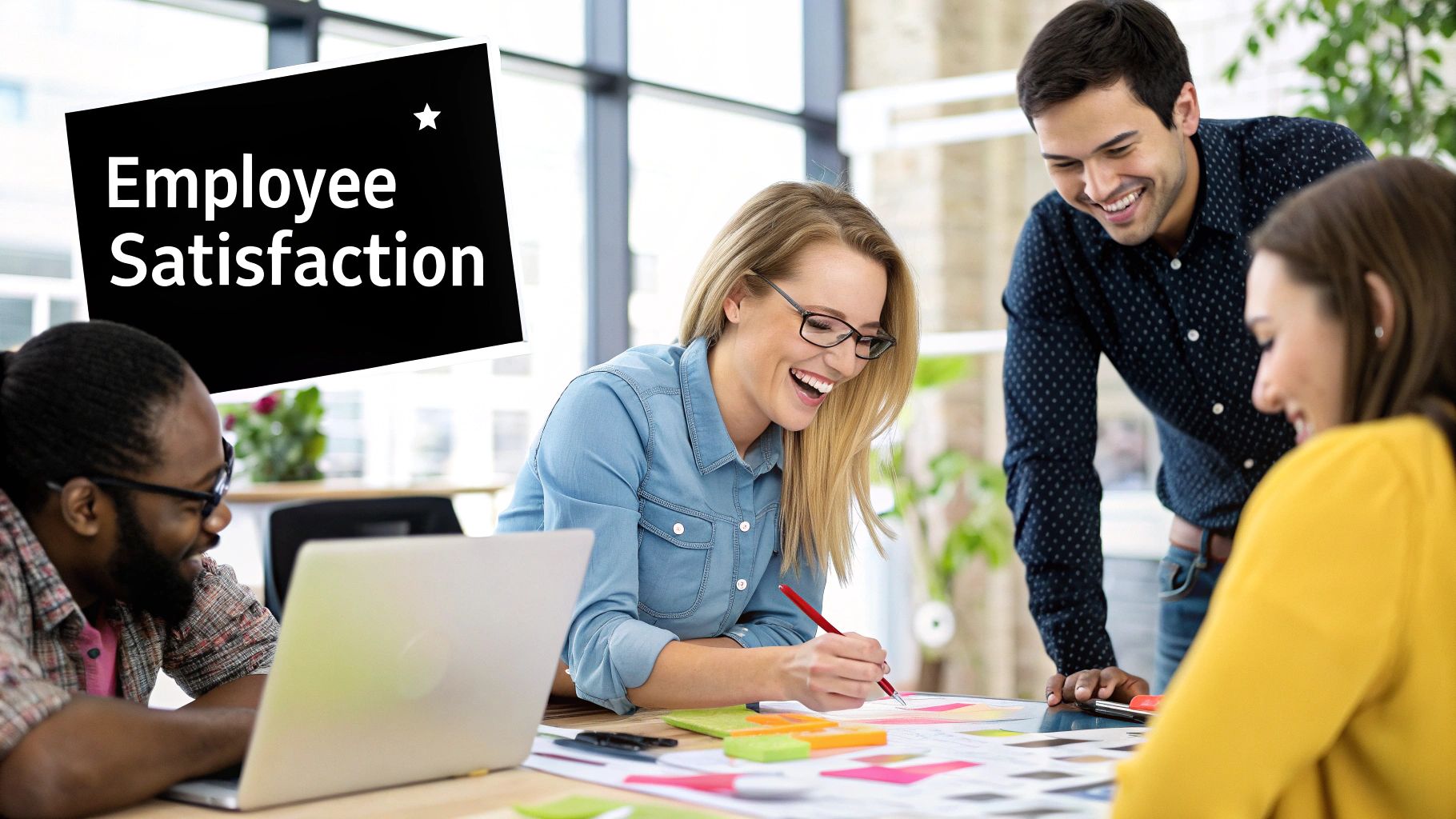 Infographic showing key data about 4. Improved Employee Satisfaction and Productivity