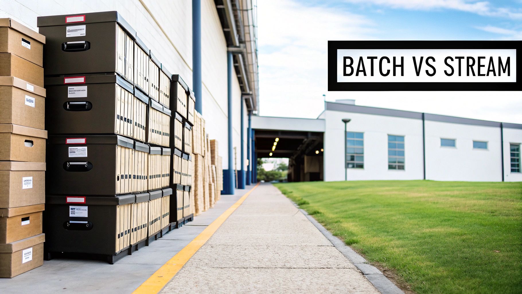 Diagram illustrating the flow of data in batch vs stream processing